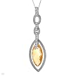 Superb Necklace With 3.25ctw Precious Stones - Genuine Clean Diamonds and Citrine Well Made in White Gold Length 18in