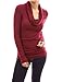 PattyBoutik Women Cowl Neck Tunic Knit Top (Burgundy Large)