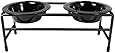 Platinum Pets Modern Double Diner Cat Stand with Two 1-Cup Rimmed Bowls, Black
