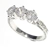 SilverBin Sterling Silver Engagement Style Three Stone Round CZ Ring with Small CZ Accents