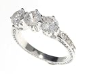 SilverBin Sterling Silver Engagement Style Three Stone Round CZ Ring with Small CZ Accents