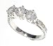 SilverBin Sterling Silver Engagement Style Three Stone Round CZ Ring with Small CZ Accents