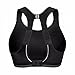SYROKAN Women's Compression Racerback Adjustable High Impact Running Sports Bra Black 36DD