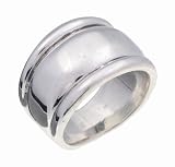 SilverBin Sterling Silver Double Groove Polished Finish Wide Band Ring