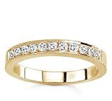 18k Yellow Gold Milgrain Pave-Set Diamond Band (G/VS2, 1/4 ct. tw.)