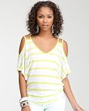 bebe Cage Shoulder Stripe Top