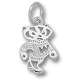 University of Wisconsin Bucky 2 Sided 1/2 Pendant (Silver)