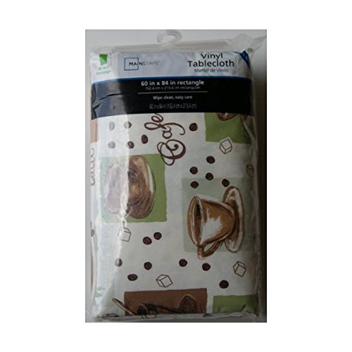 Coffee Themed Easy Care Vinyl Tablecloth - 60
