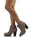 Soda Women's Albert Faux Suede Cowboy Pull-Tab Stacked Heels Ankle Booties