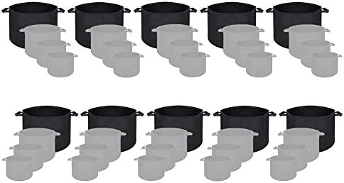 Hydrolux Black Breathable Fabric Grow Bag Planter Hydroponic Plant Container Aerated Pot with Handles (10 Count, 5 Gallon)