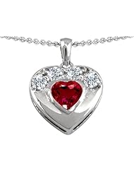 Original Star K (tm) Heart Shape Created Ruby Heart Pendant in 925 Sterling Silver
