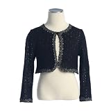 Little Girl Black Knit Lace Trim Long Sleeve Bolero Shrug Jacket 2T-12