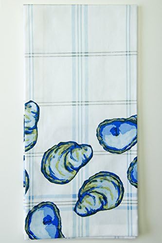 SHARD POTTERY Oyster Kitchen Towel, Blue/White
