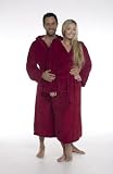 Produkt-Bild: Bademantel Kapuze Saunamantel Morgenmantel, lang, Microfaser Coralfleece "Malibu" f&uuml;r Damen & Herren, bordeaux-rot Gr&ouml;sse S