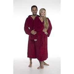Bademantel Kapuze Saunamantel Morgenmantel, lang, Microfaser Coralfleece "Malibu" f�r Damen & Herren, bordeaux-rot Gr�sse S