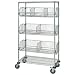 Quantum Storage Systems M1836BC6C 2-Tier Mobile Wire Basket Unit with 3 Baskets, Chrome Finish, 18" Width x 36" Length x 69" Height