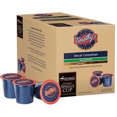 Timothy's Colombian Decaf Coffee Keurig K-Cups, 108 Count