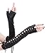 Womens sexy elbow Length Fingerless Lace Up Arm Warmer Satin Gloves-Black