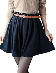 Belted Round Neck Long Sleeves Cotton/Knit  Dress