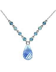 14K Gold Drop Necklace with Natural Blue Topaz