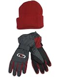 Winter Warm Up - Boys Hats And Gloves Set, Red, Charcoal