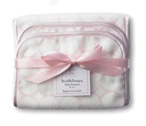SwaddleDesigns Organic Baby Burpies - Pastel Pink Mod Circles on Ivory