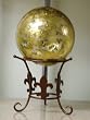 Gold Leaf Glass Ball with Tabletop Fleur de Lis Stand (5 inch)