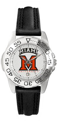 Miami University of Ohio RedHawks Ladies Leather Sports Watch