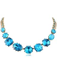 Betsey Johnson "Iconic Stone" Blue Large Gem Necklace, 19"