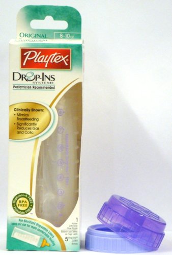 Playtex Drop-Ins System Original Nurser with 5 Liners, 8 Oz, [Purple] (Pack of 3)