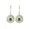 Sterling Silver Green Cubic Zirconia Round Earrings&nbsp;