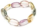 13x18mm Amethyst and Quartz Fancy-Cut Beaded Bracelet