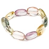 13x18mm Amethyst and Quartz Fancy-Cut Beaded Bracelet