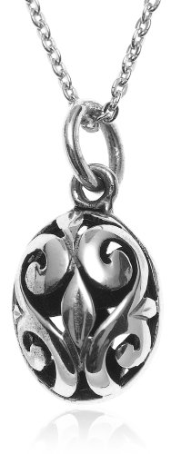 Sterling Silver Oval Filigree Pendant, 18