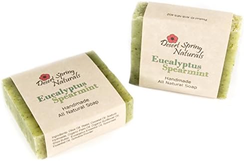 All Natural Handmade Eucalyptus Spearmint Bar Soap by Desert Spring Naturals Made With Olive Oil (2 Bar Set)