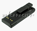 Rectangular shaped battery with four contacts points on the back. Includes heavy duty clip.