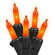 Set of 100 Opaque Orange Mini Christmas Lights - Black Wire