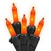 Set of 100 Opaque Orange Mini Christmas Lights - Black Wire
