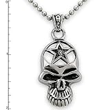 Skull with Star Stainless Steel Pendant on 22 Bead Chain