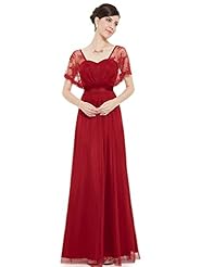 A-line Lace Sheer Floor Length Flutter Chiffon Sweetheart Natural   Waistline Bridesmaid Dress 