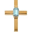 14K Yellow Gold Aquamarine Cross Pendant
