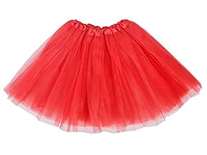 Simplicity Women's Classic Elastic, 3-Layered Tulle Tutu Skirt, Red