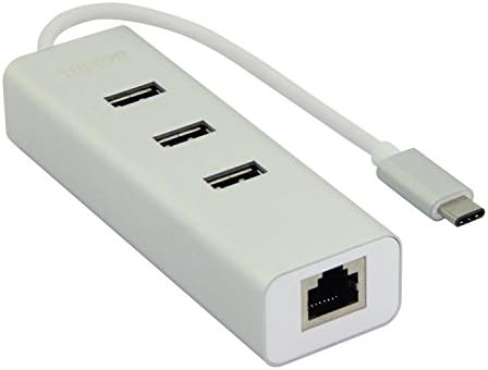 YUEYOU 2-in-1 USB-C 3.1 to 3-Port USB 3.0 Hub with Ethernet Adapter for USB Type-C Devices Including the new MacBook, ChromeBook Pixel and More