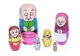 JJdoロシア人形　マトリョーシカ　大根を抜く話おばあさんおじいさん木製人形 7個セット飾り 贈り物１-１8ｃｍ (１-１8ｃｍ)