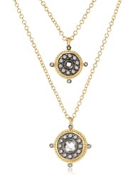 Freida Rothman Belargo Jewelry Layered Double Chain Nautical Wheel Pendant Necklace, 18"