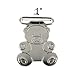 50 - 1 Inch Teddy Bear Metal Suspender Clips - w/ Rectangle Inserts