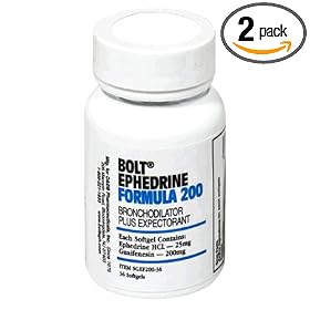 D&E Bolt Ephedrine Formula 200 Softgels, 36-Count Bottles (Pack of 2)
