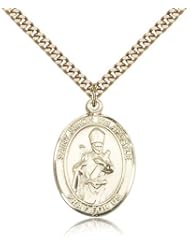 Genuine IceCarats Designer Jewelry Gift Gold Filled St. Simon Pendant 1 X 3/4 Inch With 24 Inch Sg Heavy Curb Chain