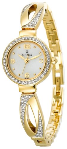 Bulova Women's 98L122 Swarovski Crystal Bangle Bracelet Mother of Pearl Dial Watch