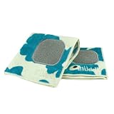 MUkitchen MUmodern Microfiber Dishcloth with Scrubber, Blue Poppy